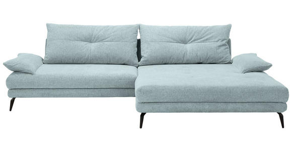 ECKSOFA in Flachgewebe Hellblau  - Schwarz/Hellblau, KONVENTIONELL, Textil/Metall (294/176cm) - Carryhome