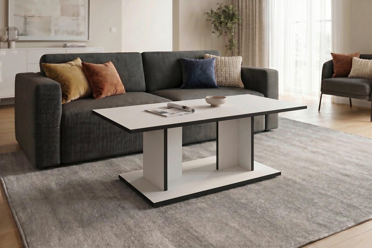 COUCHTISCH 110/40/60 cm rechteckig Weiß einfacher Aufbau  - Weiß, MODERN, Holzwerkstoff (110/40/60cm) - MID.YOU