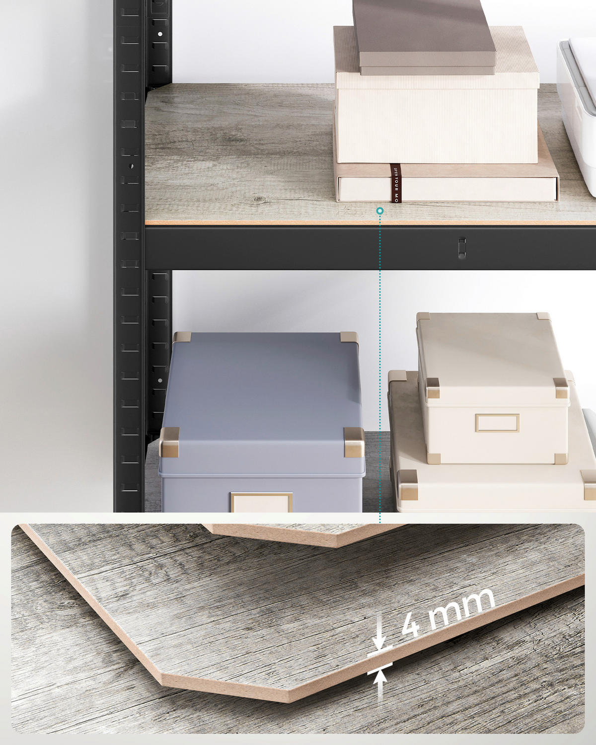 SCHWERLASTREGAL 80/160/40 cm  - Greige/Schwarz, Basics, Holzwerkstoff/Metall (80/160/40cm)