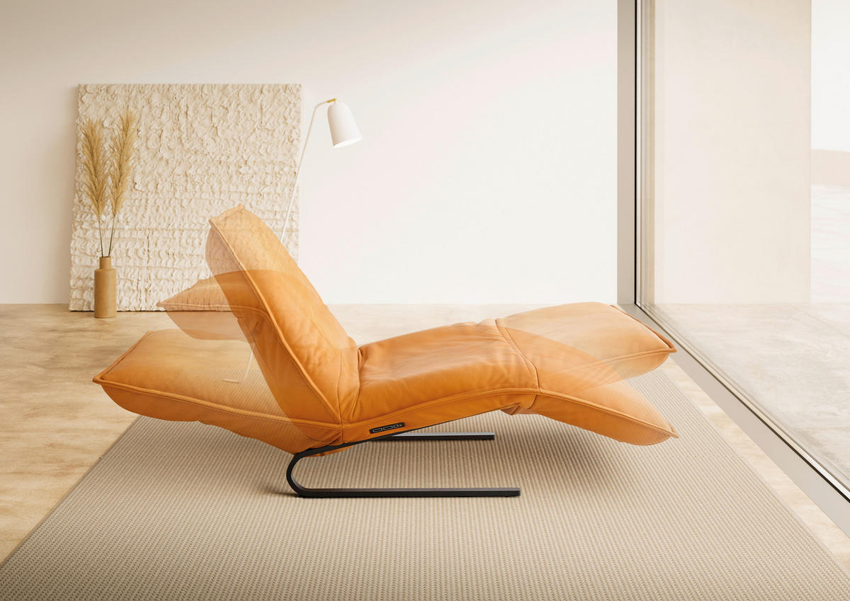 RELAXLIEGE Echtleder Orange  - Beige/Schwarz, Design, Leder/Metall (86/42-83/141-180cm) - Koinor