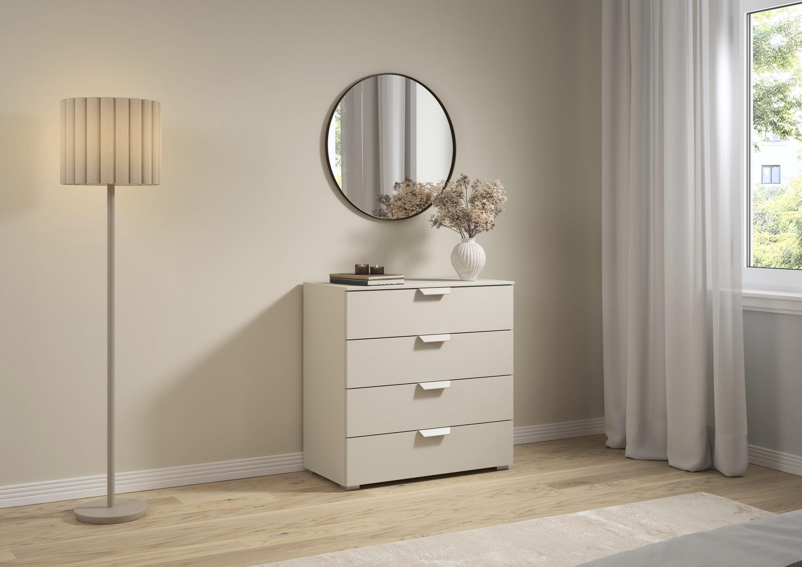 Thumbnail - Carryhome Kommode, Champagner, Metall, 4 Schublade(n) Schubladen, 80x81x42 cm, Blauer Engel, Goldenes M, Made in Germany...