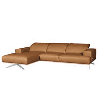 ECKSOFA  in Echtleder Cognac  187/295 cm  - Chromfarben/Cognac, Design, Leder/Metall (187/295cm) - Livetastic
