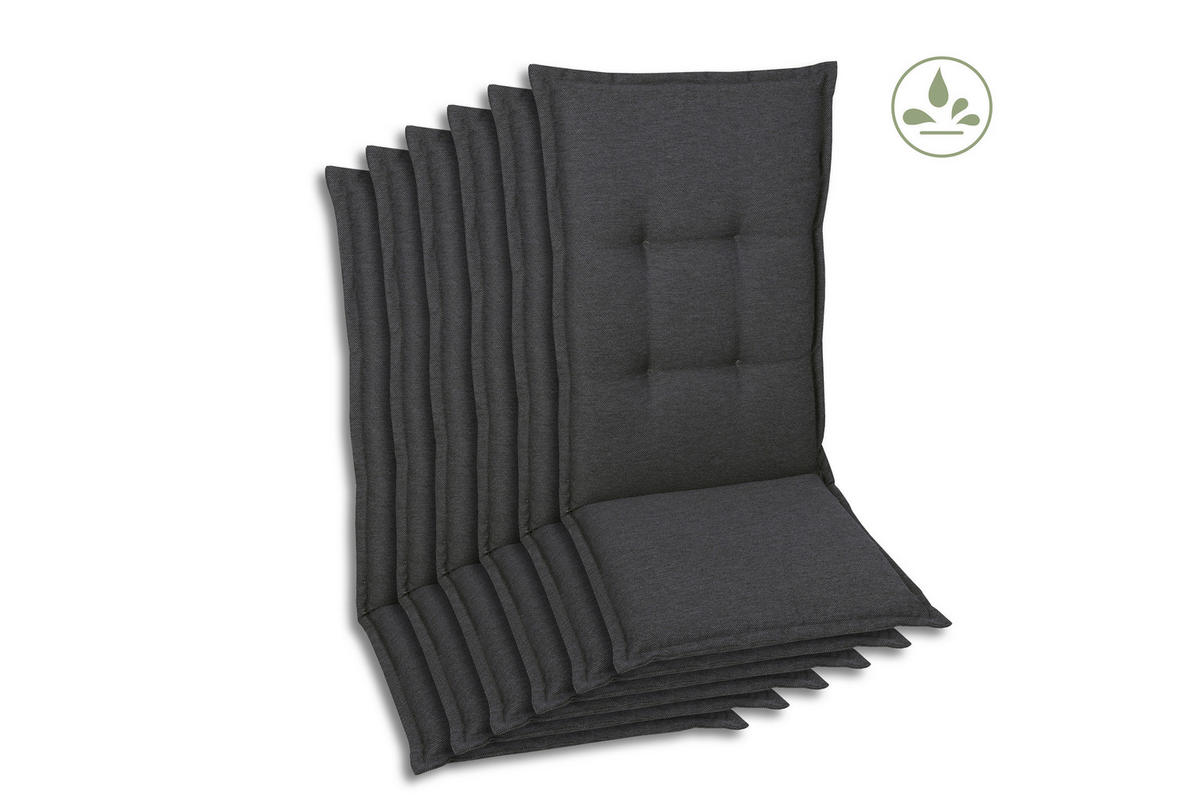SESSELAUFLAGENSET in Anthrazit Uni  - Anthrazit, Basics, Textil (50/7/120cm)