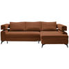 ECKSOFA Cognac Chenille  - Cognac/Schwarz, KONVENTIONELL, Textil/Metall (265/184cm) - Hom`in