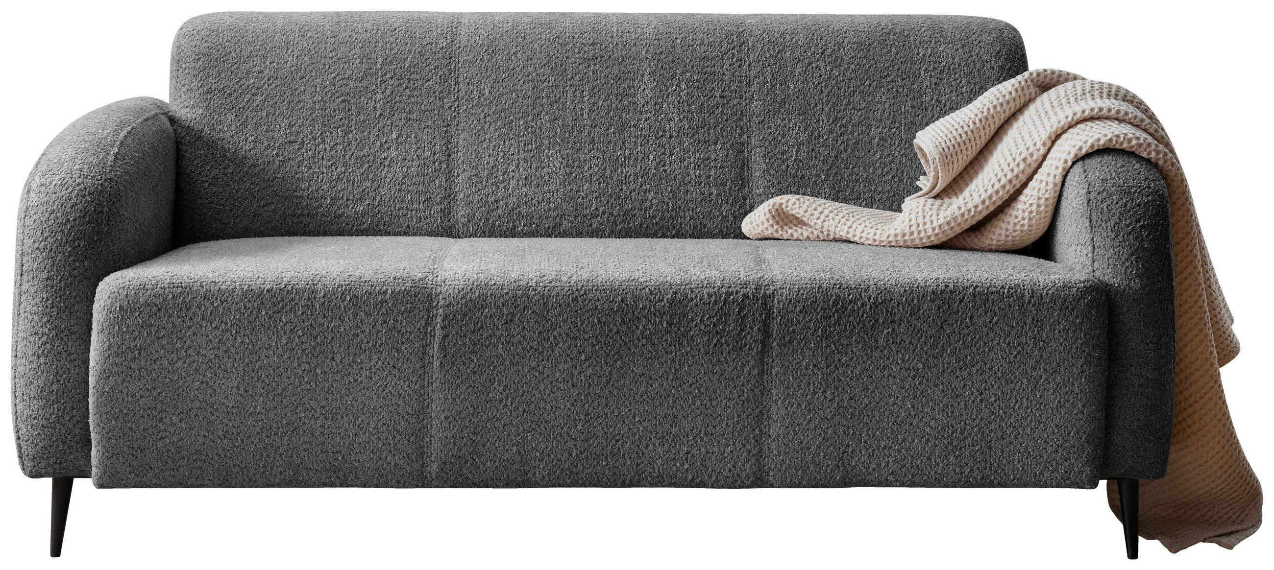 3-SITZER-SOFA in Bouclé Anthrazit - Anthrazit/Schwarz, Modern, Textil/Metall (180/76/90cm) - Livetastic