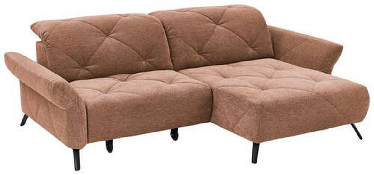 ECKSOFA in Webstoff Kupferfarben  - Schwarz/Kupferfarben, Design, Textil/Metall (244/173cm) - Moderano