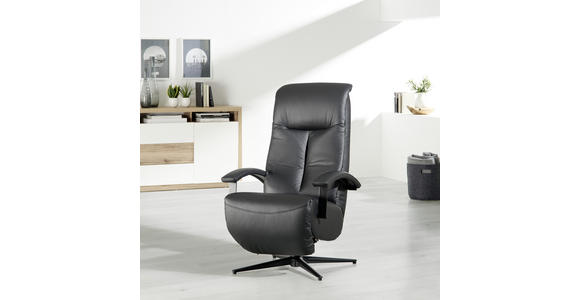 RELAXSESSEL in Metall, Textil, Leder Schwarz, Alufarben - Schwarz/Alufarben, Design, Leder/Textil (68/114/86cm) - Cantus
