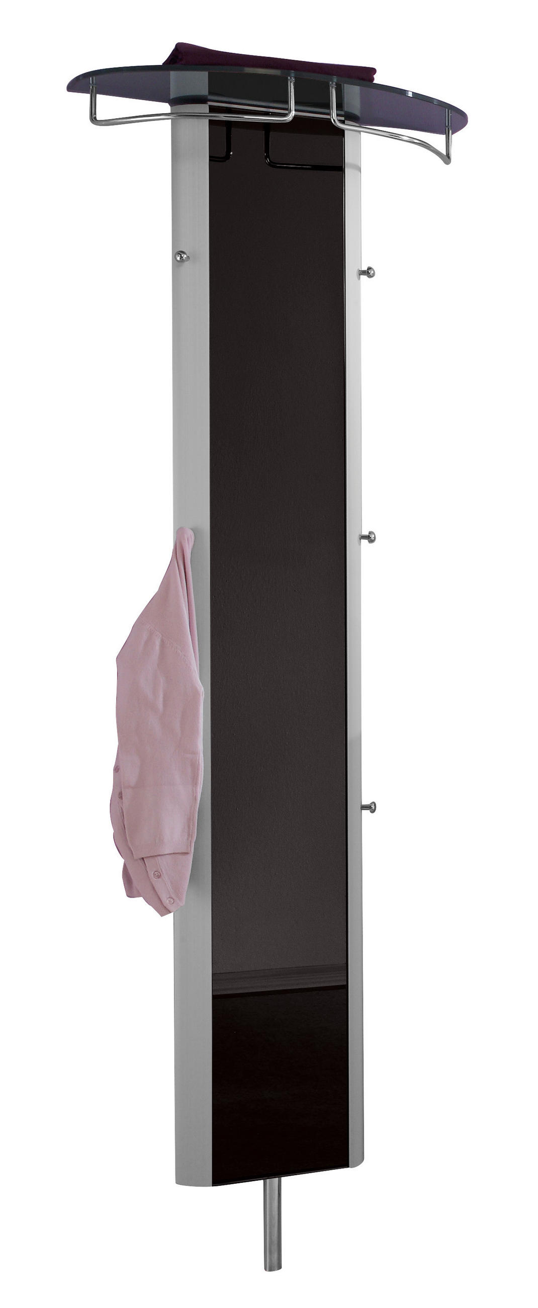 GARDEROBENPANEEL 63/192/26 cm  - Schwarz/Alufarben, Basics, Glas/Metall (63/192/26cm) - Moderano
