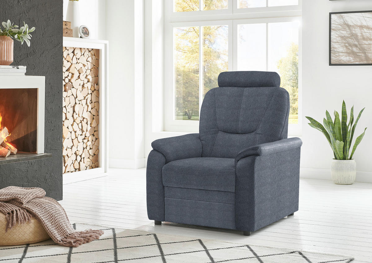 FERNSEHSESSEL Chenille Blaugrau  - Blaugrau/Schwarz, Konventionell, Kunststoff/Textil (90/96/89cm) - Beldomo Comfort