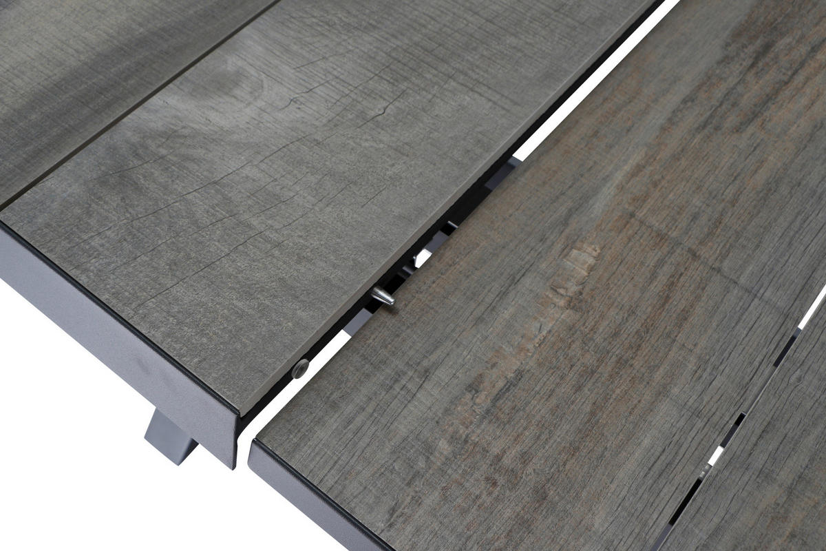 GARTENTISCH 160-200/90/77 cm Metall rechteckig  - Graubraun/Anthrazit, Basics, Keramik/Metall (160-200/90/77cm) - Siena Garden