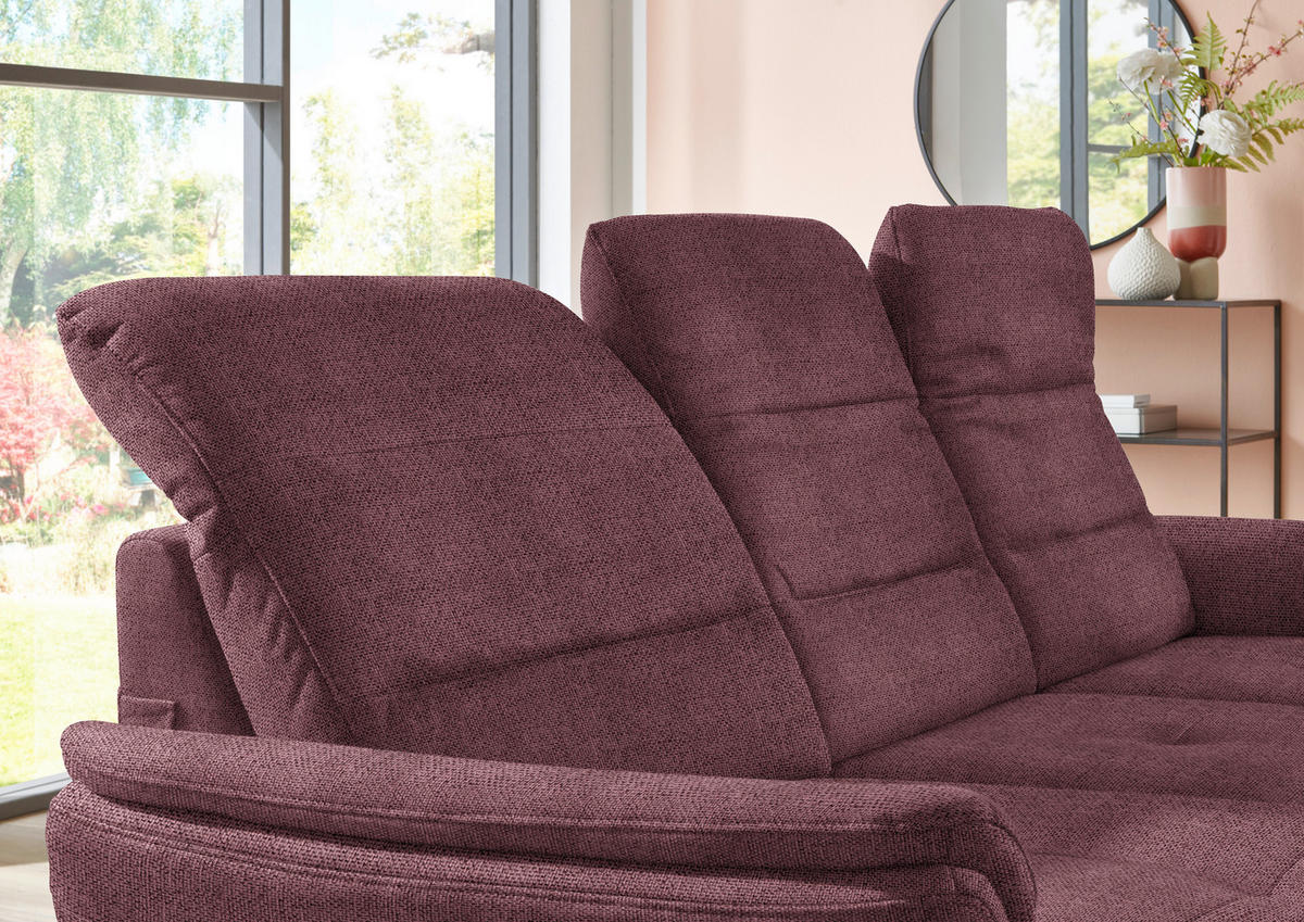 ECKSOFA in Flachgewebe Weinrot  - Weinrot/Schwarz, Konventionell, Textil/Metall (181/260cm) - Beldomo Speed