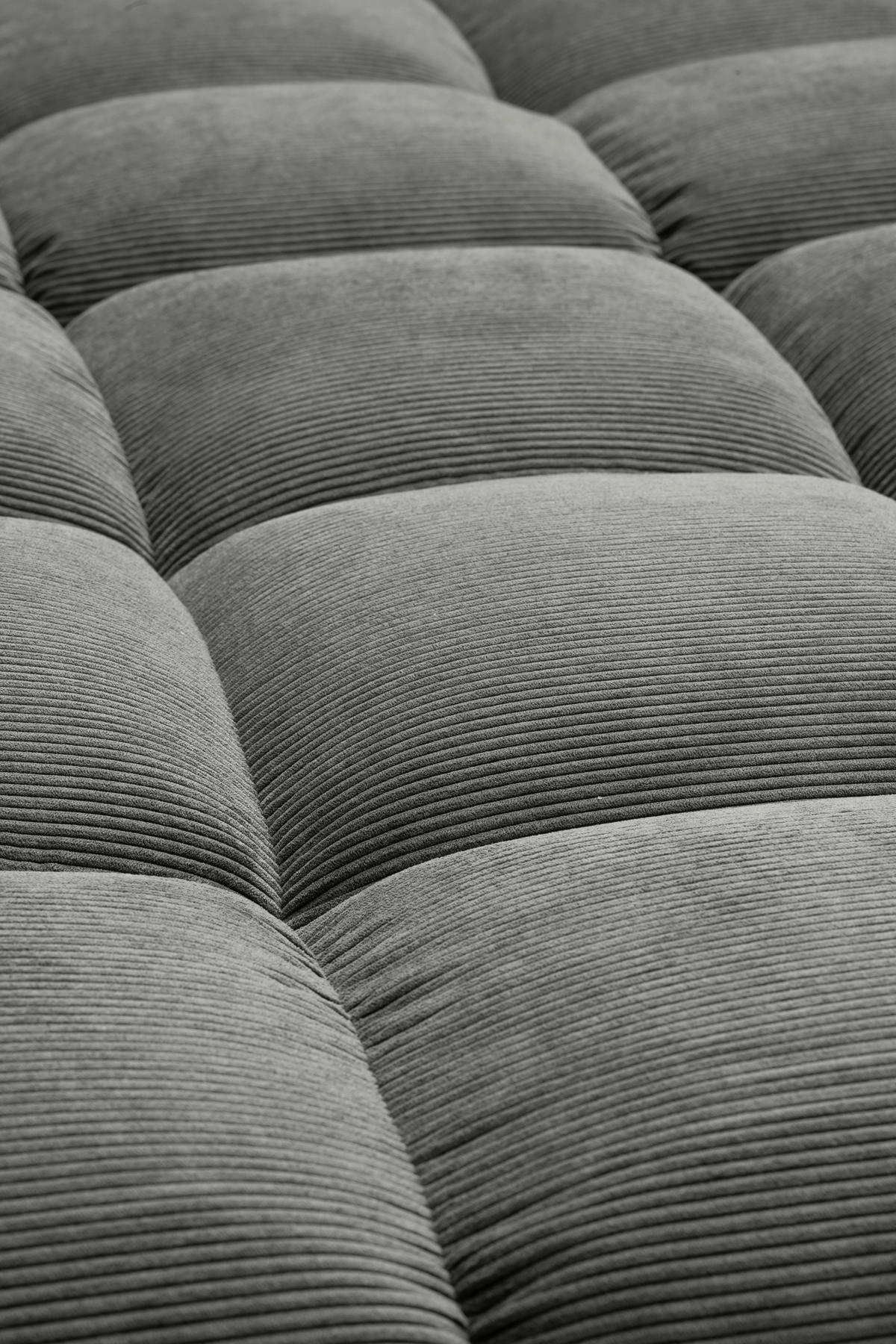 ECKSOFA Ottomane rechts, Eckteil  Grau Feincord  - Schwarz/Grau, Design, Holz/Textil (288/215cm) - Pure Home Lifestyle