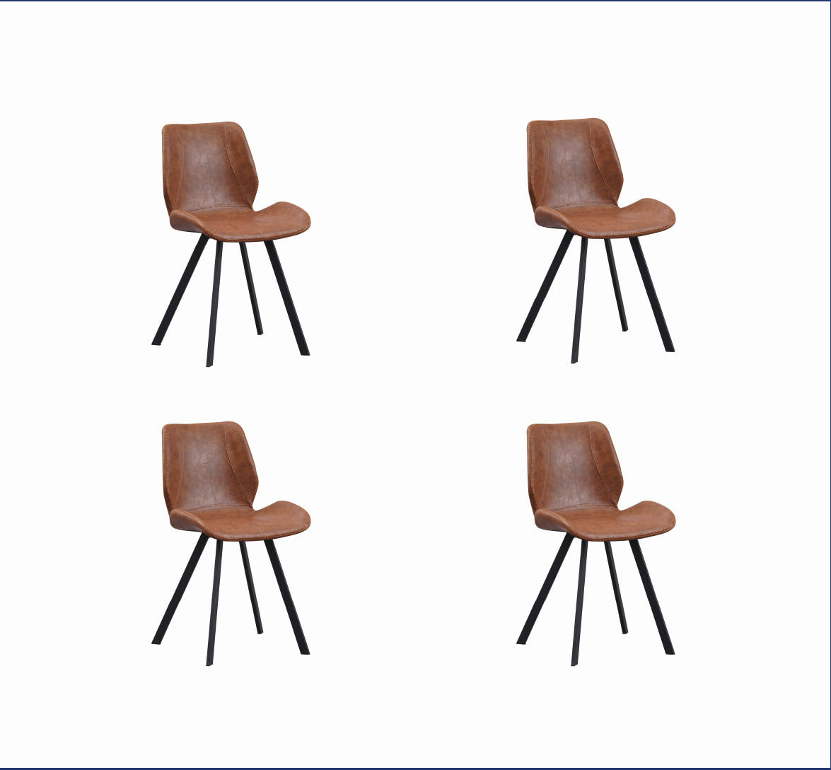 STUHL-SET 4 Stück  in Lederlook  - Cognac/Schwarz, MODERN, Textil/Metall (44/80/55cm) - MID.YOU