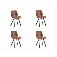 STUHL-SET 4 Stück  in Lederlook  - Cognac/Schwarz, MODERN, Textil/Metall (44/80/55cm) - MID.YOU