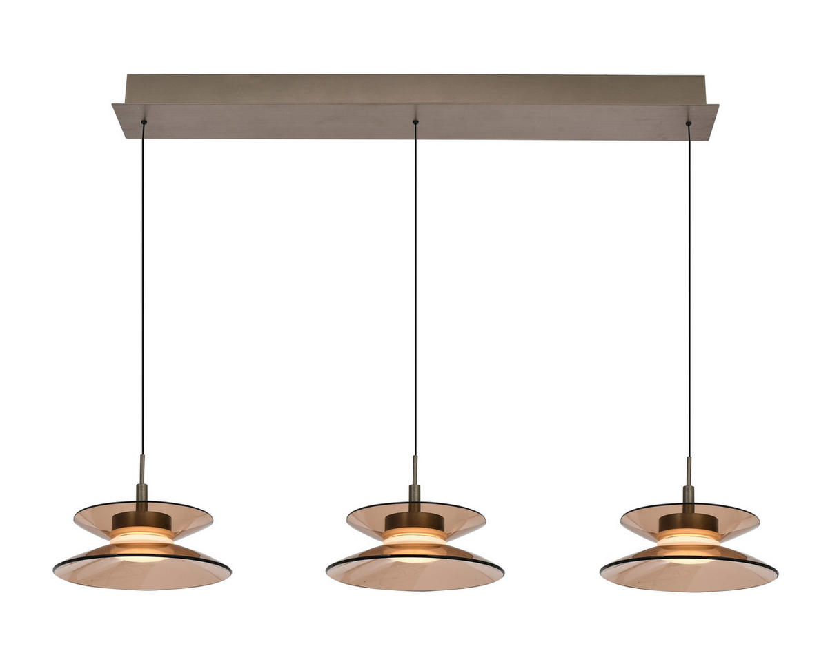 LED-HÄNGELEUCHTE Crema 96/150/22 cm  - Bronzefarben, Design, Glas/Metall (96/150/22cm)