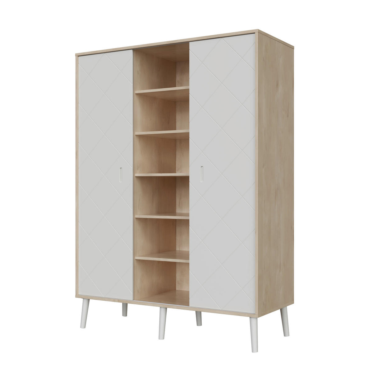 BABYKLEIDERSCHRANK Peak Natural Naturfarben, Weiß  - Naturfarben/Weiß, Basics, Holz/Holzwerkstoff (143/196/58cm) - FAKTUM
