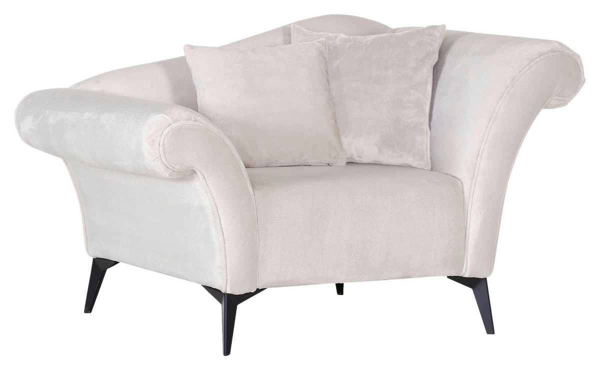 SESSEL Plüsch Weiß    - Schwarz/Weiß, Design, Textil/Metall (138/83/85cm) - Ambia Home
