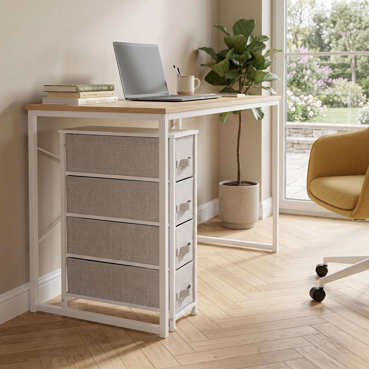 KOMODA, sivá, 20/76/48 cm - sivá/biela, Modern, textil/plast (20/76/48cm) - MID.YOU