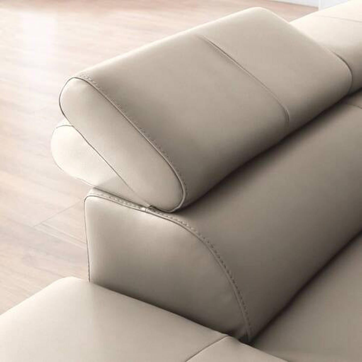 ECKSOFA Greige Echtleder  - Greige/Schwarz, Design, Leder/Metall (220/256cm) - Celina Home