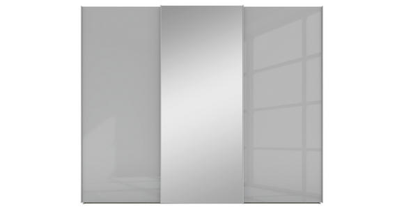 SCHWEBETÜRENSCHRANK 300/223/69 cm 3-türig Grau - Alufarben/Grau, KONVENTIONELL, Glas/Holzwerkstoff (300/223/69cm) - Novel