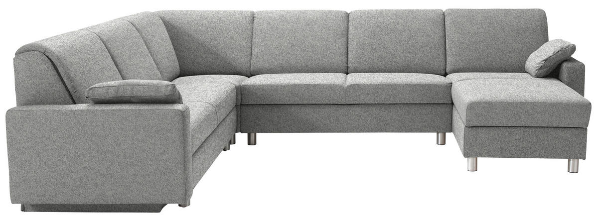 WOHNLANDSCHAFT  in Mikrovelours Naturfarben  - Anthrazit/Alufarben, KONVENTIONELL, Textil (237/323/158cm) - Sedda