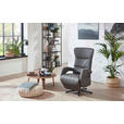 RELAXSESSEL in Leder Grau  - Grau, Design, Leder/Metall (67/108/77cm) - Cantus