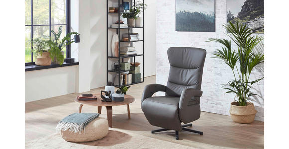 RELAXSESSEL in Leder Grau  - Grau, Design, Leder/Metall (67/108/77cm) - Cantus