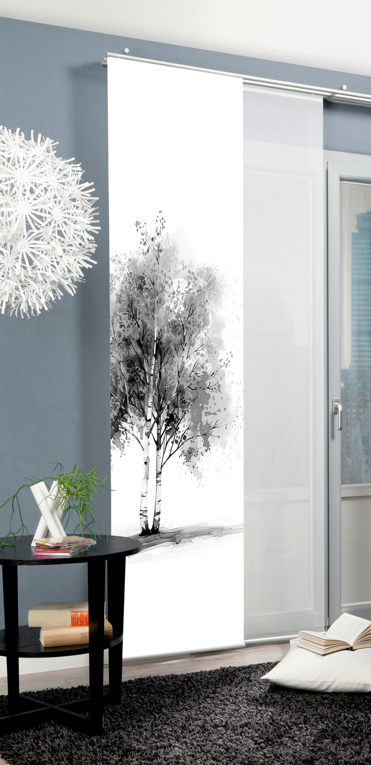 FLÄCHENVORHANG   blickdicht  60/245 cm   - Grau Hochglanz/Weiß, Natur, Textil (60/245cm)