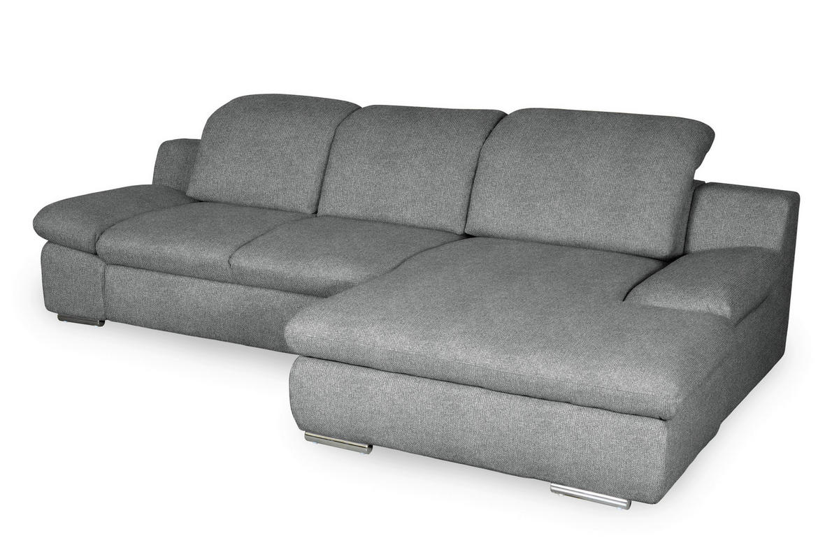 ECKSOFA in Chenille Dunkelgrau  - Chromfarben/Dunkelgrau, Design, Textil/Metall (286/165cm) - Livetastic