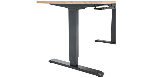 SCHREIBTISCH 160/80/76-128 cm  in Eichefarben  - Eichefarben/Schwarz, KONVENTIONELL, Holz/Metall (160/80/76-128cm) - Linea Natura