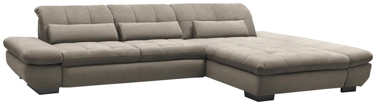 ECKSOFA Flachgewebe Greige  - Greige/Schwarz, Design, Textil/Metall (341/204cm) - Xora