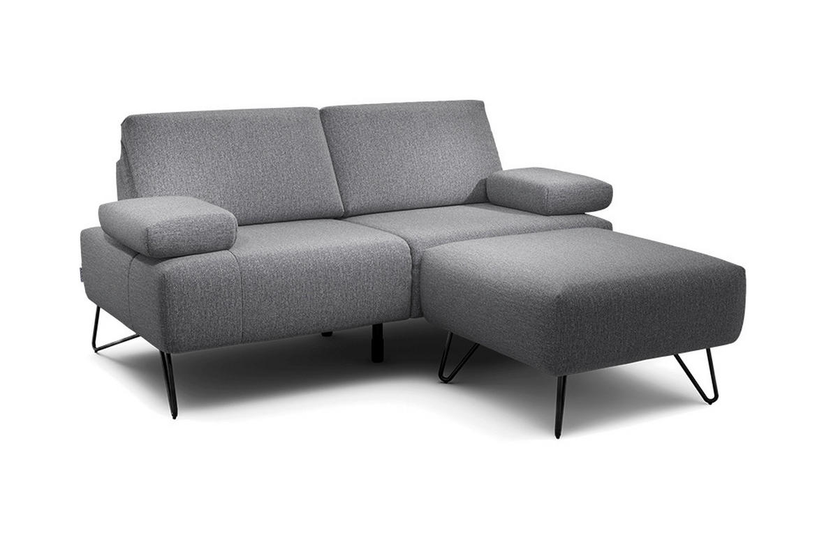 2-SITZER-SOFA in Chenille Anthrazit  - Anthrazit/Schwarz, Design, Textil/Metall (164-194/85/86-94cm) - SENSOO