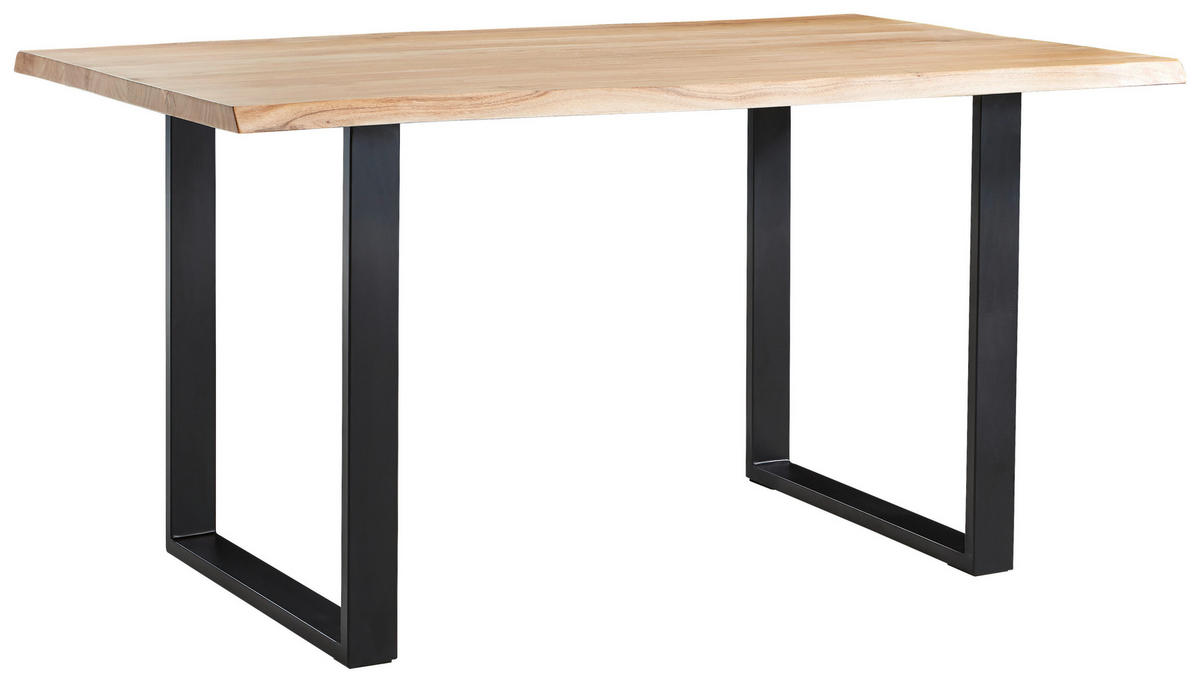 ESSTISCH in Holz 160/90/76 cm  - Schwarz/Akaziefarben, Natur, Holz/Metall (160/90/76cm) - Linea Natura