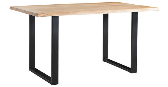 ESSTISCH in Holz 160/90/76 cm  - Schwarz/Akaziefarben, Natur, Holz/Metall (160/90/76cm) - Linea Natura