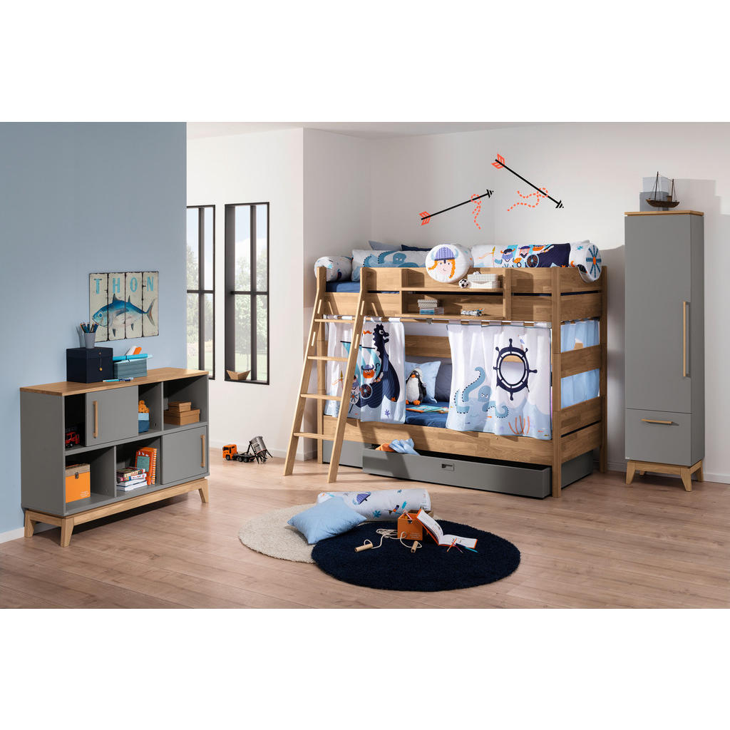 Thumbnail - Paidi Sideboard Sten, Grau, Eiche, Holz, Eiche, massiv, 123.5x90.6x39.6 cm, Blauer Engel, Goldenes M, Beimöbel erhältlic...