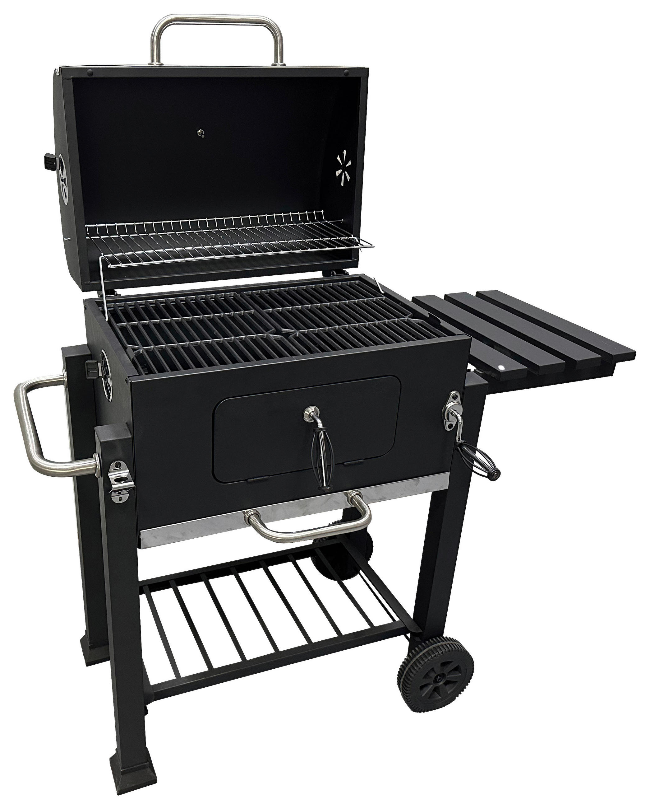 HOLZKOHLEGRILL  Schwarz  - Schwarz, KONVENTIONELL, Kunststoff/Metall (107/60/108cm) - Ambia Garden