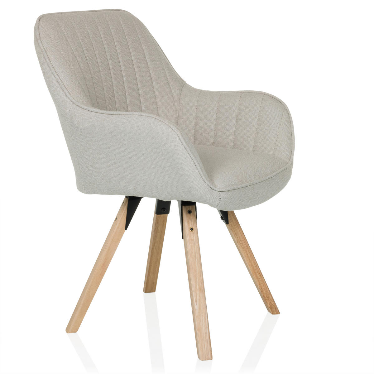 ARMLEHNSTUHL   Flachgewebe  Creme  - Buchefarben/Creme, MODERN, Holz/Textil (56/84/62cm) - MID.YOU