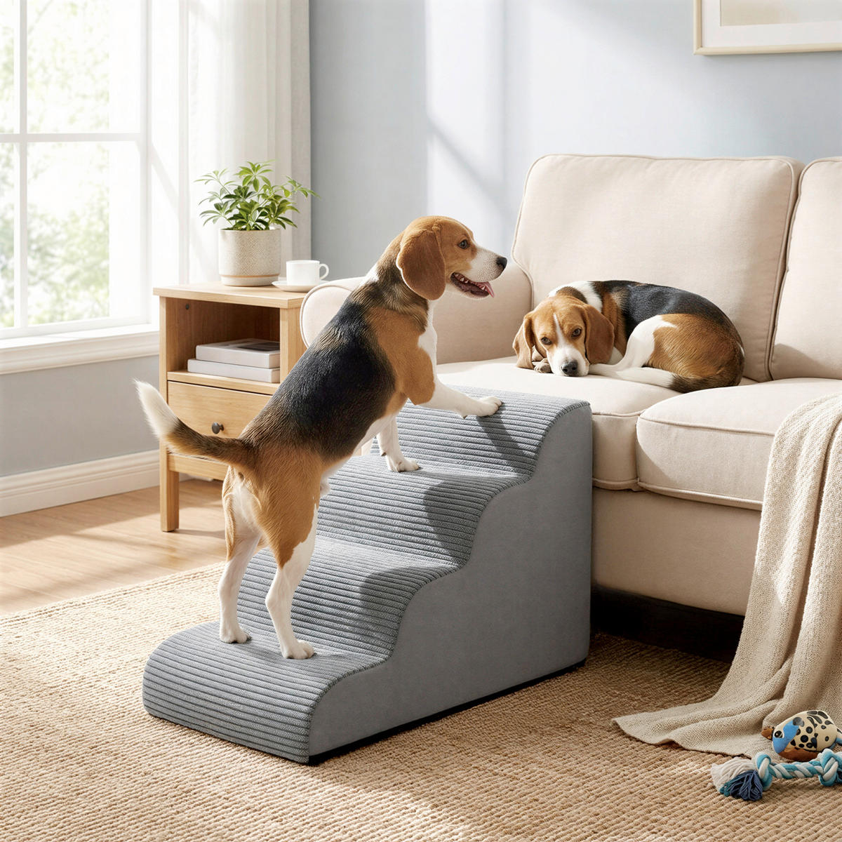 TIERTREPPE - Grau, Trend, Kunststoff/Textil (72/50/40cm) - Boxxx