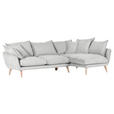 ECKSOFA in Mikrofaser Hellgrau  - Buchefarben/Hellgrau, Trend, Holz/Textil (267/170cm) - Ambia Home