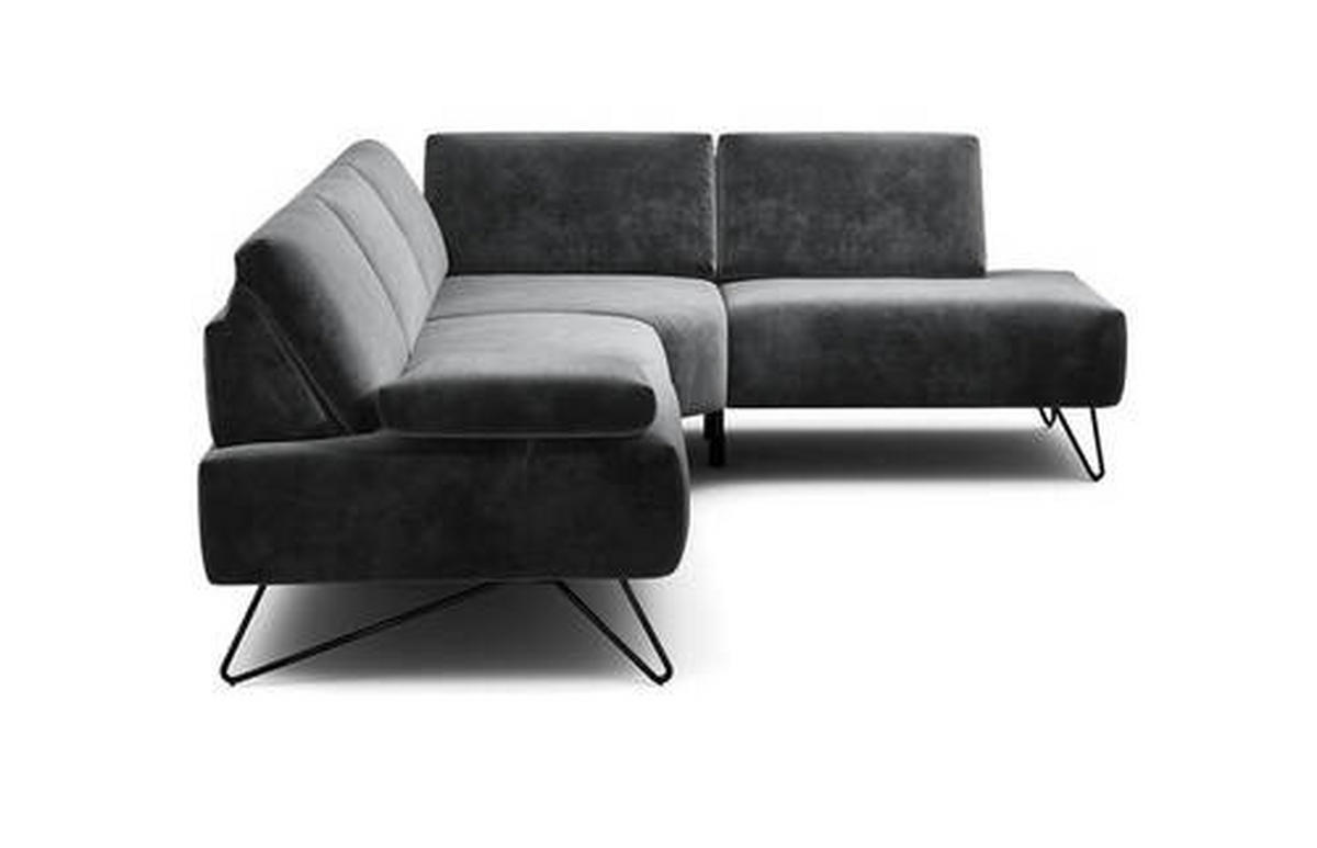 ECKSOFA in Samt Anthrazit  248-263/193 cm  - Anthrazit/Schwarz, Design, Textil/Metall (248-263/193cm) - SENSOO