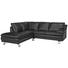 Ecksofa Echtleder Rücken echt - Schwarz/Alufarben, Design, Leder/Metall (220/246cm) - Celina Home