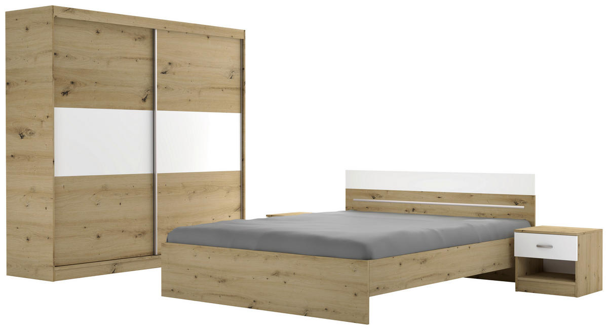 SPALNICA, bela, hrast artisan  - bela/hrast artisan, Design, kovina/leseni material - Xora