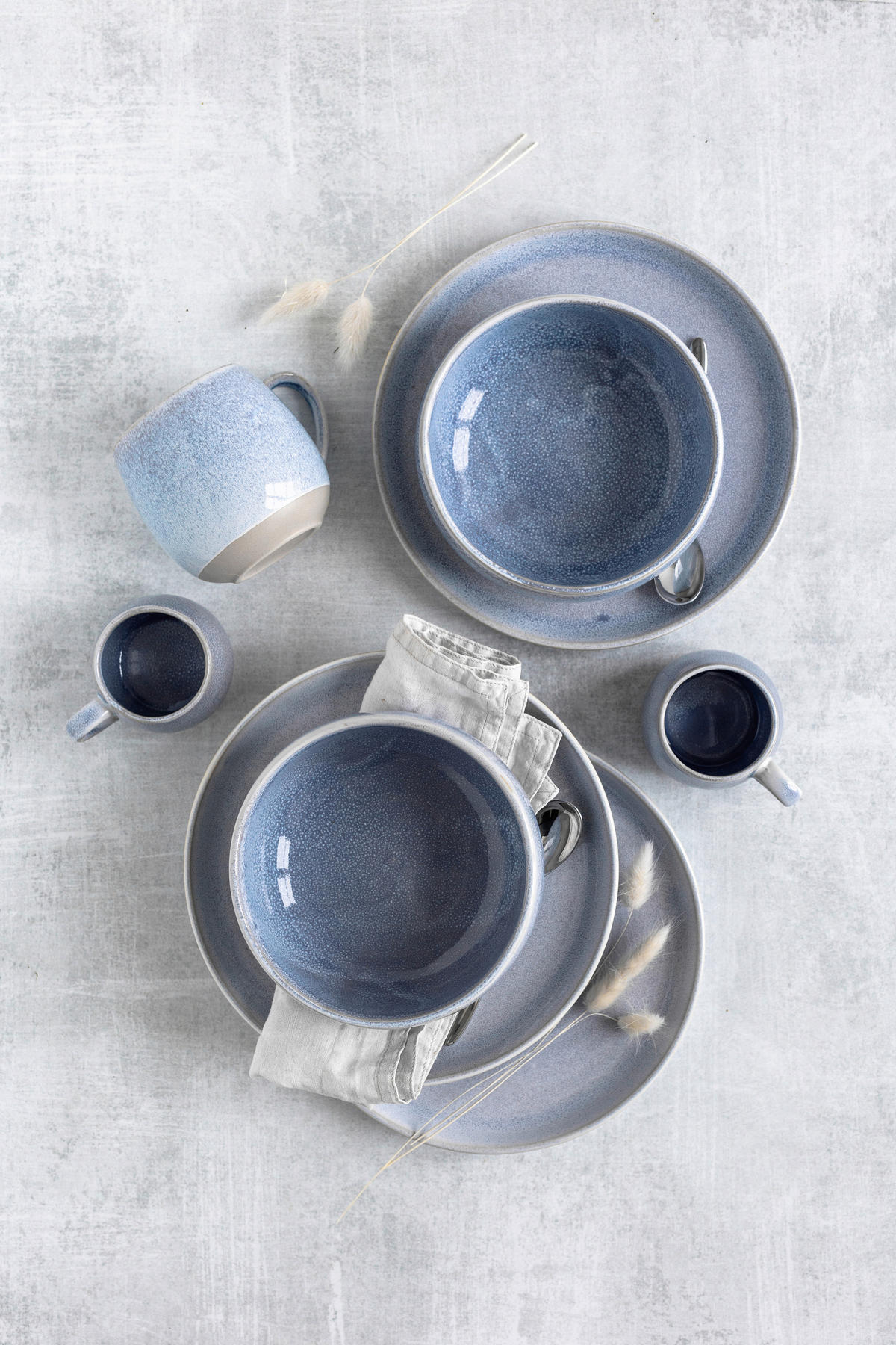 FRÜHSTÜCKSSERVICE Blau, Braun AQUATA 16-teilig 4 Personen  - Blau/Braun, Basics, Keramik - Mäser