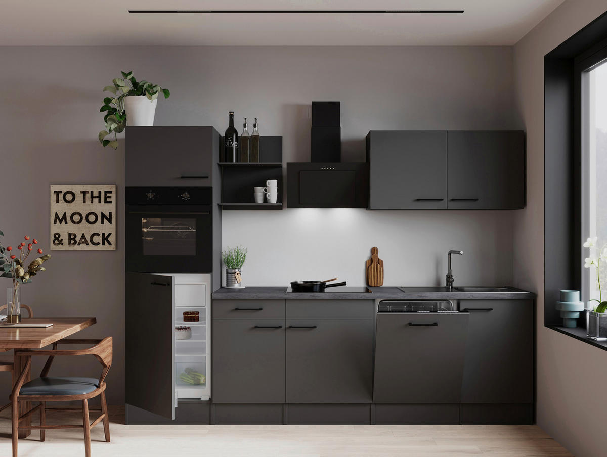 MODULKÖK 280 cm   i grå  - grå, Trend, metall/trämaterial (280cm) - Respekta