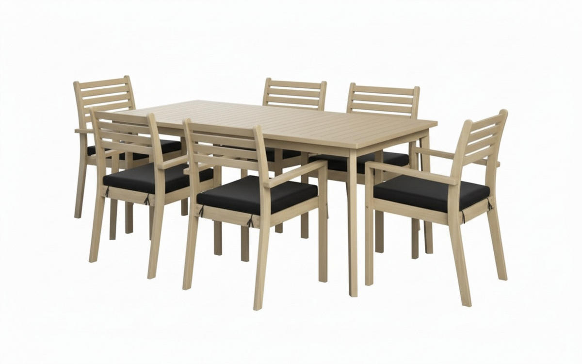 GARTENTISCHGRUPPE   - Teakfarben, Natur, Holz/Kunststoff (160/75/90cm) - Ambia Garden