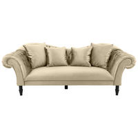 3-SITZER-SOFA Velours Beige  - Beige/Schwarz, Design, Holz/Textil (242/91/104cm) - MID.YOU