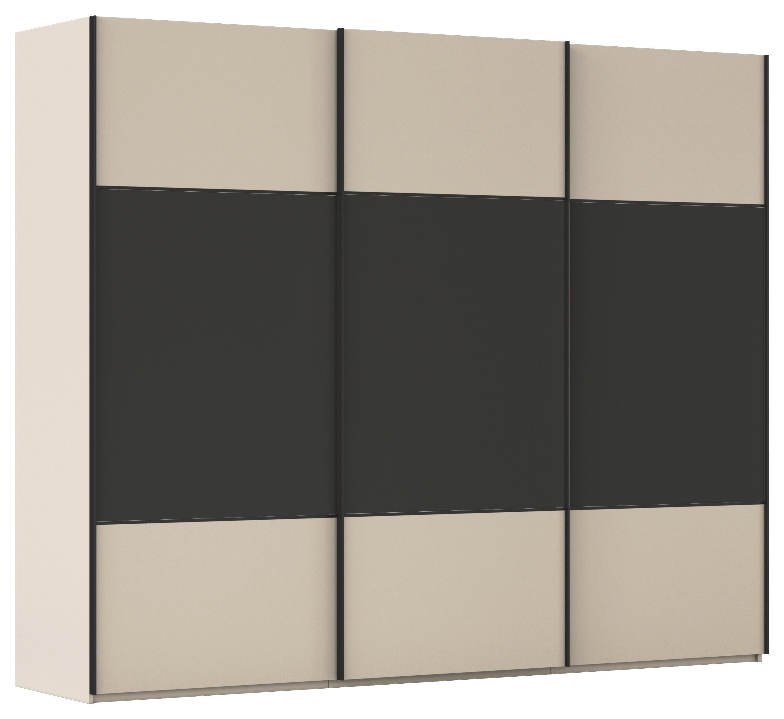 SCHWEBETÜRENSCHRANK 271/223/68 cm 3-türig Graphitfarben, Champagner  - Champagner/Schwarz, KONVENTIONELL, Holzwerkstoff/Metall (271/223/68cm) - Novel