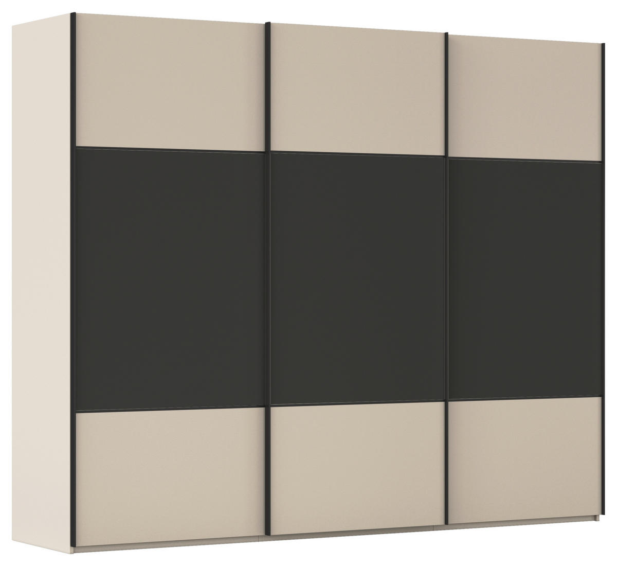 SCHWEBETÜRENSCHRANK 271/223/68 cm 3-türig Graphitfarben, Champagner  - Champagner/Schwarz, KONVENTIONELL, Holzwerkstoff/Metall (271/223/68cm) - Novel