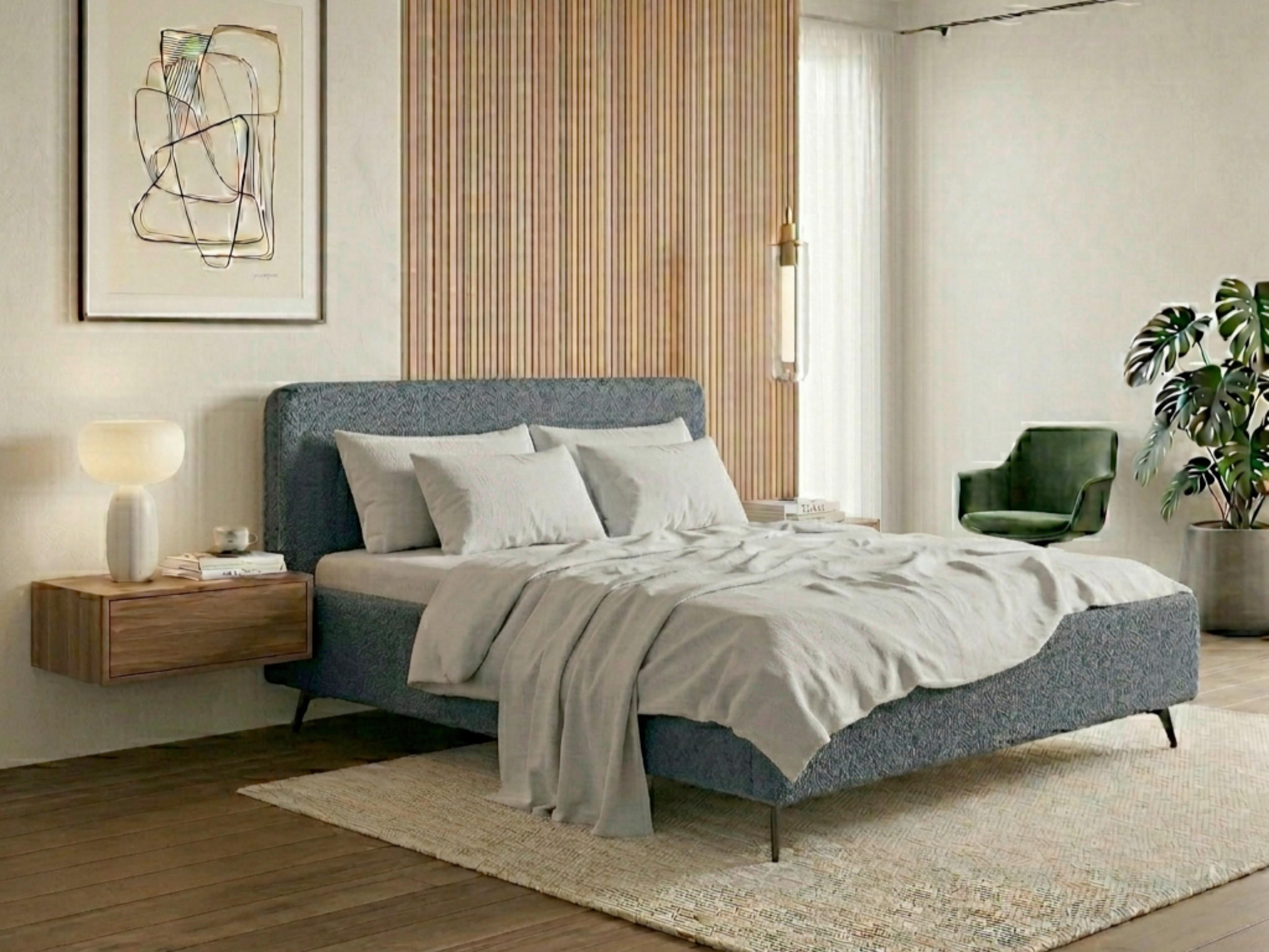 POLSTERBETT 180/200 cm,  in Dunkelgrau,  - Dunkelgrau/Schwarz, MODERN, Holz/Textil (180/200cm) - MID.YOU