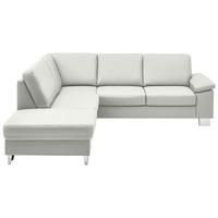 ECKSOFA  in Echtleder Weiß  235/248 cm  - Alufarben/Weiß, Design, Leder/Metall (235/248cm) - Beldomo Premium